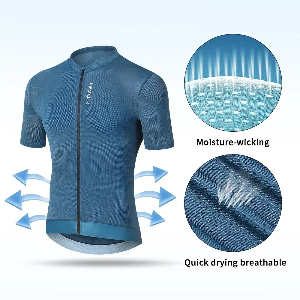 X-TIGER Men's Summer Cycling Jersey | Breathable Short Sleeve