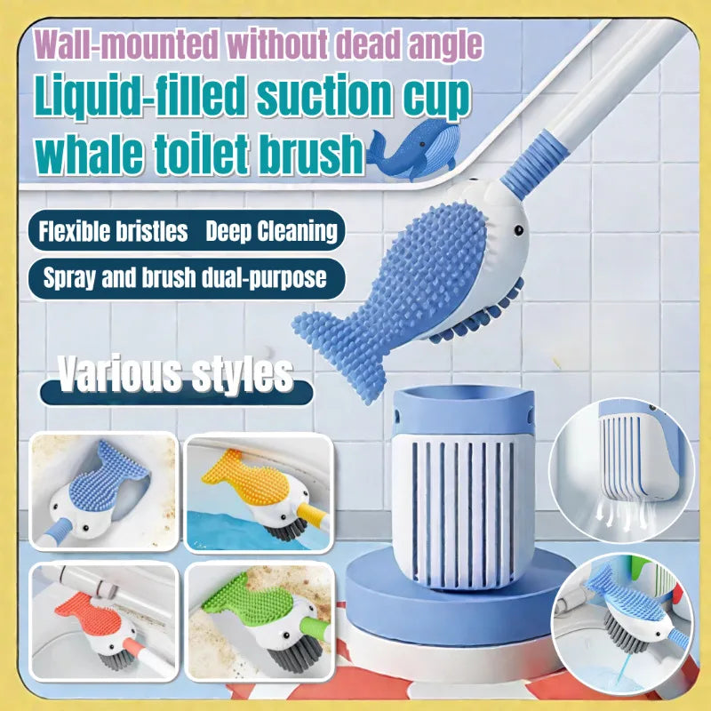 Silicone Toilet Brush with Suction Cup Base & Liquid Fill