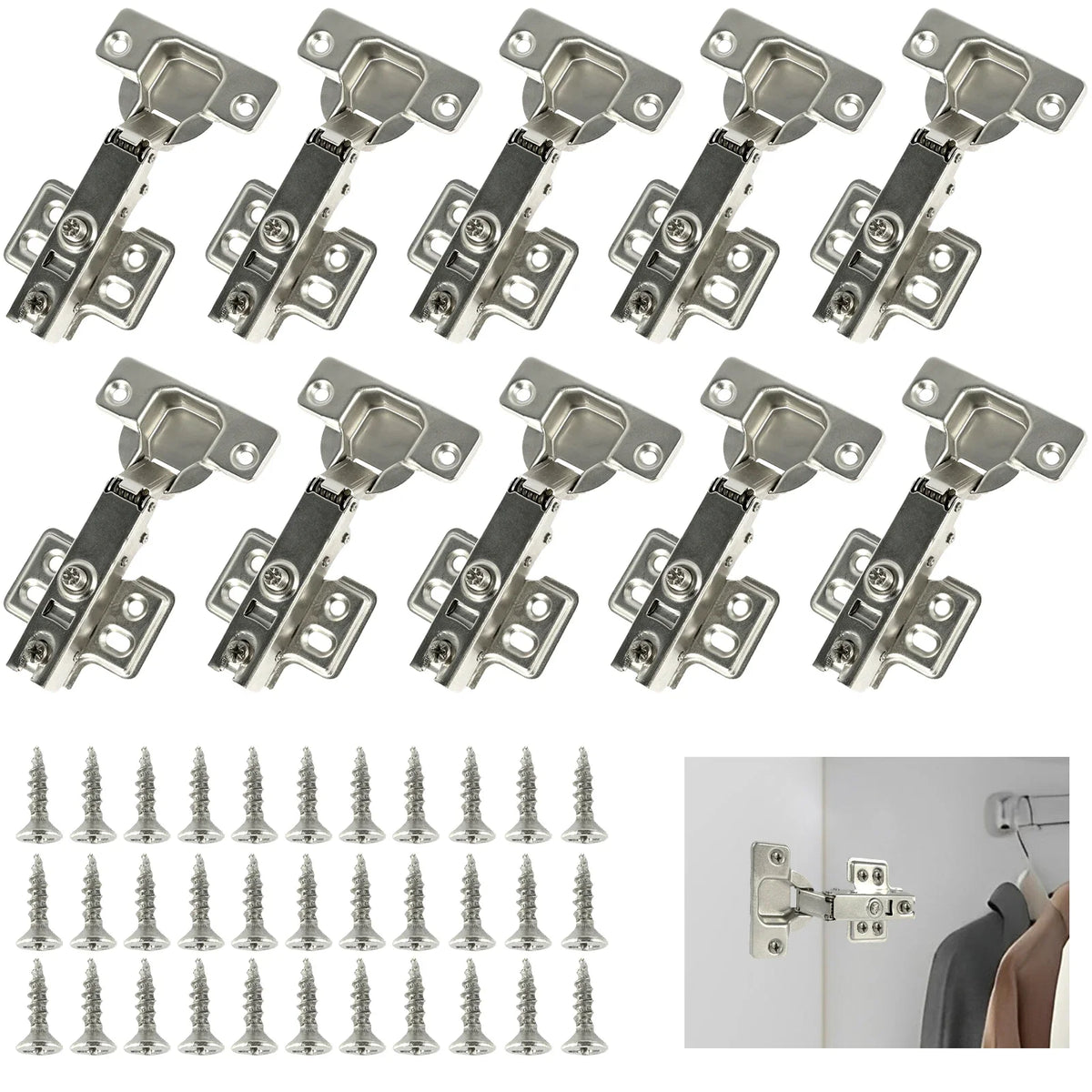 Soft Close Cabinet Hinges Hydraulic Concealed 10/20Pcs + Screws
