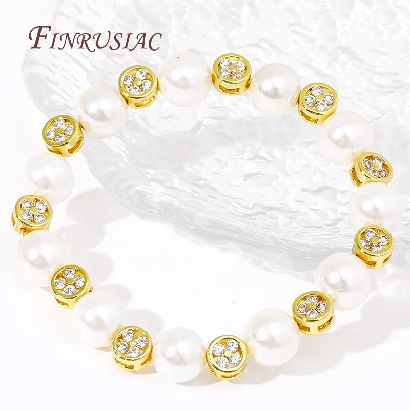 18K Gold Plated Zircon Round Spacer Beads | DIY Jewelry