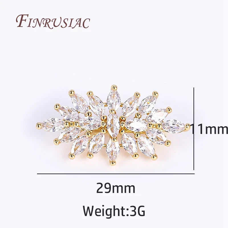 18K Gold Plated Zircon Flower Pearl Clasp | DIY Necklace Findings
