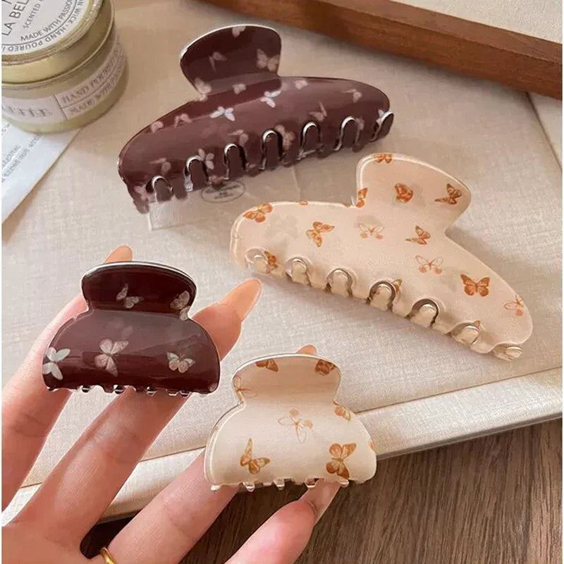 Retro Butterfly Acetate Hair Claw Clip – Elegant Shark Clamp