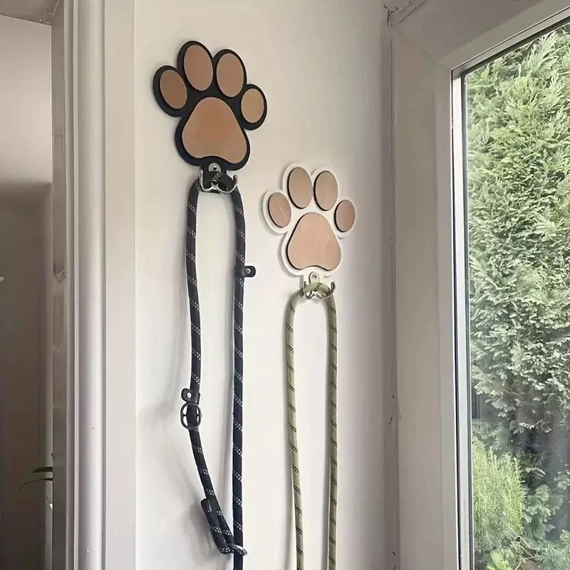 Wooden Paw Print Dog Leash Hanger – Claw Wall Hook