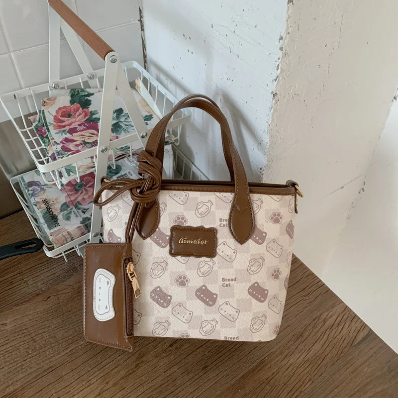 Women's PU Leather Bucket Bag – Casual Shoulder Handbag