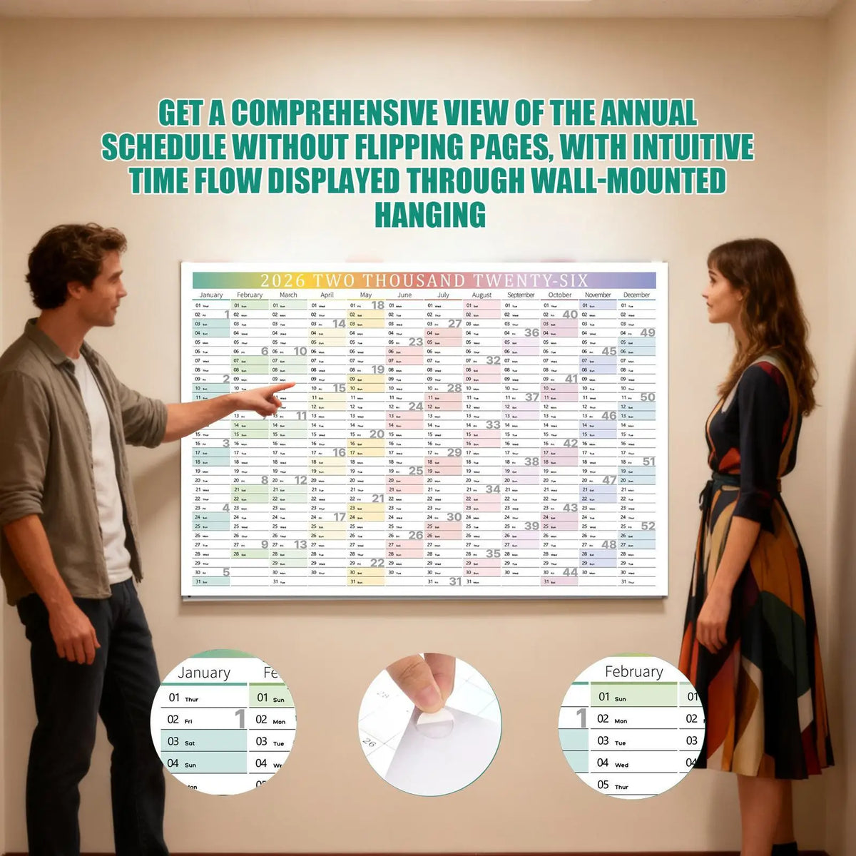 2026 Wall Calendar with Stickers – 12-Month Planner Poster