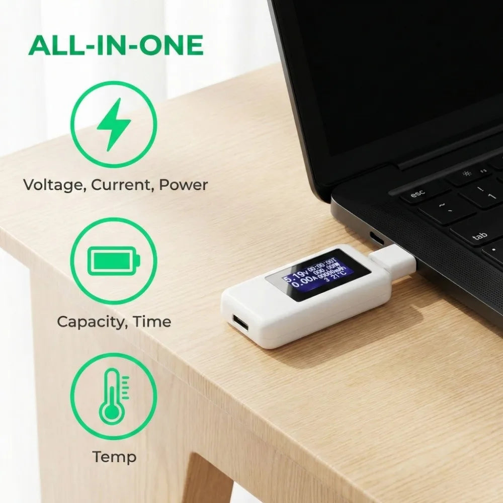 USB-C Power Meter – Voltage, Current & Wattage Digital Tester