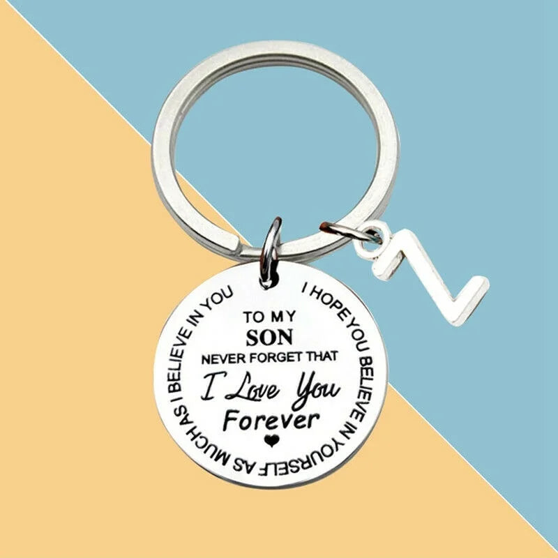 Son & Daughter Letter Keychain – Stainless Steel Car Keyring