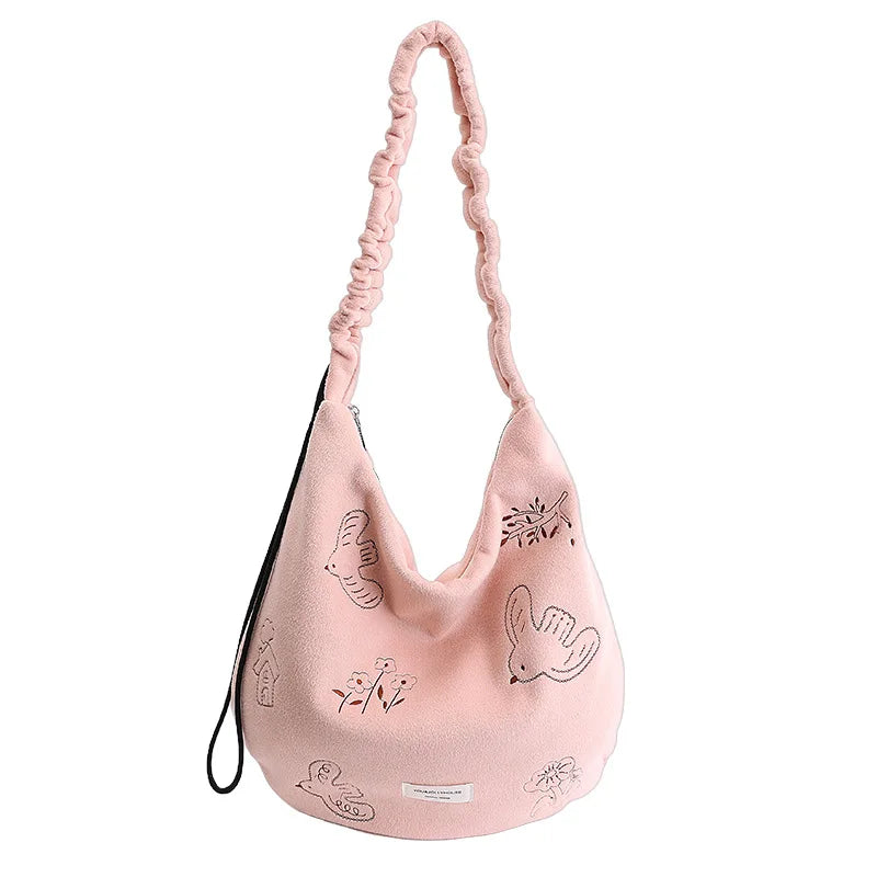 Women's Large Capacity Embroidered Crossbody Tote Bag