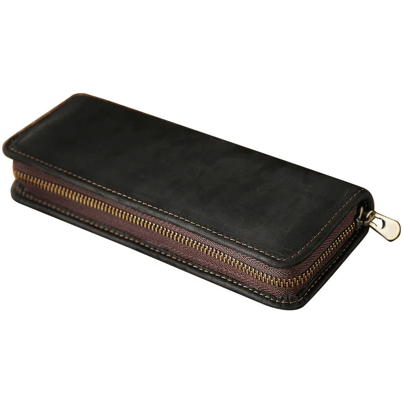 ZHUTING Retro Leather Pencil Case | Compact Pen Bag Gift