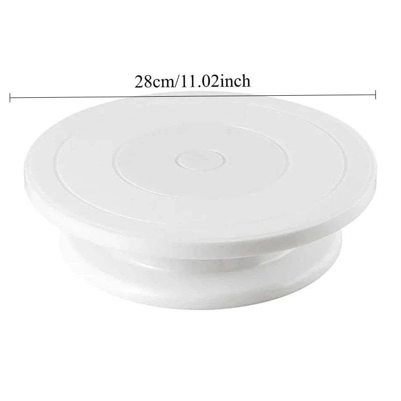 360° Cake Turntable Set – Scraper, Nozzles & Decorating Tools