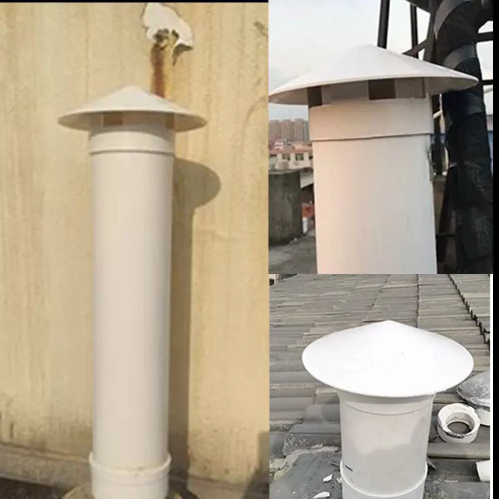 PVC Ventilated Rain Cap 75–200mm Roof Duct Exhaust Vent Hood Cover