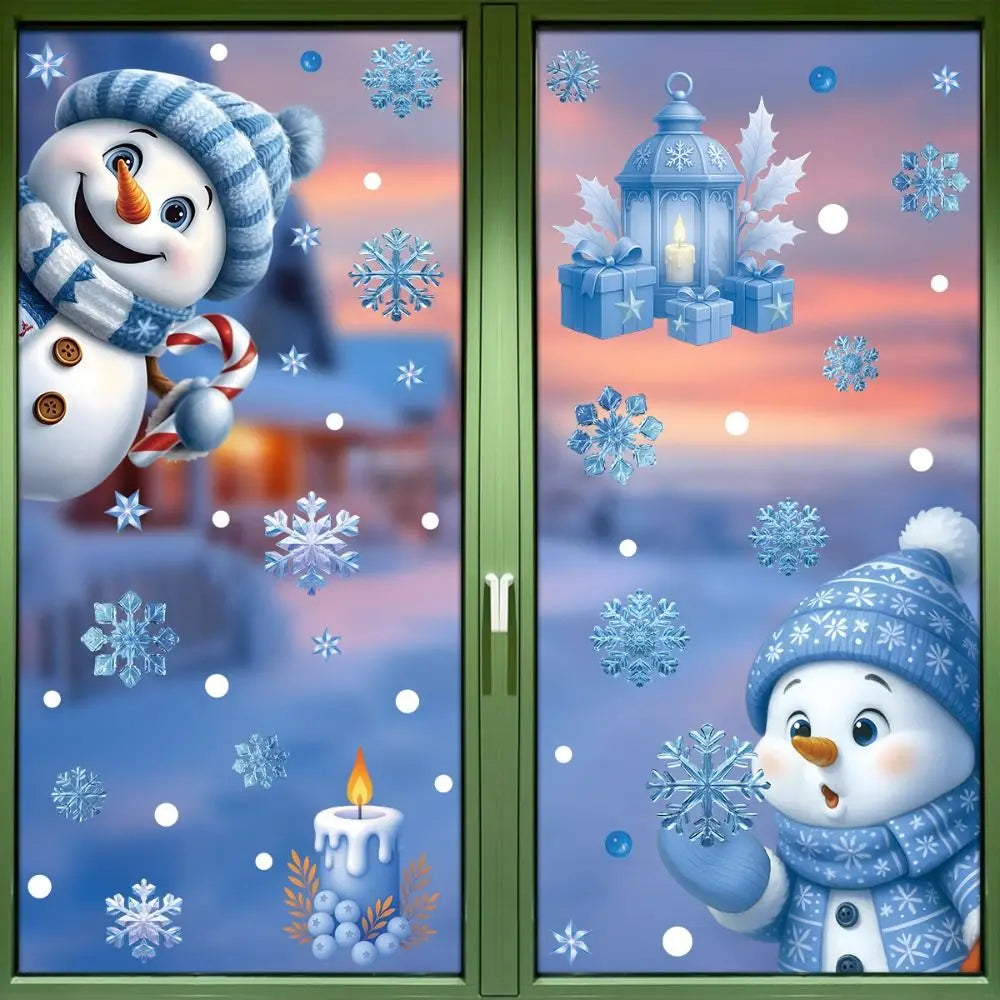 PVC Christmas Window Stickers – Snowman, Snowflake & Santa