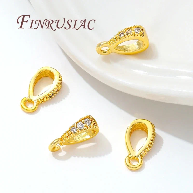14K Gold Plated Brass Pendant Bails Open Ring DIY Jewelry Findings