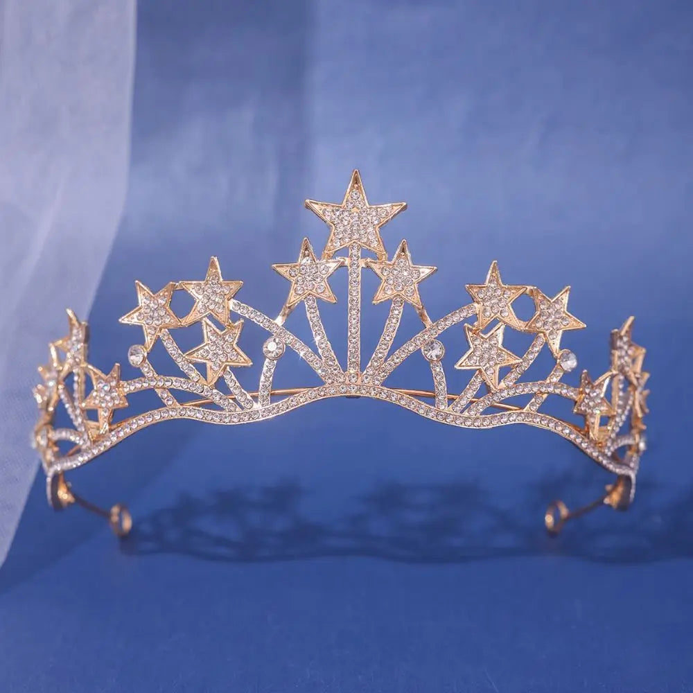 Baroque Crystal Rhinestone Crown Tiara – Gold & Silver Bridal