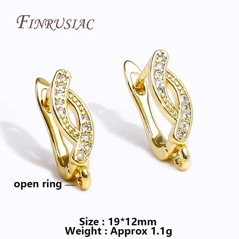 18K Gold Plated Zircon Earring Hooks – DIY Drop Earring Findings