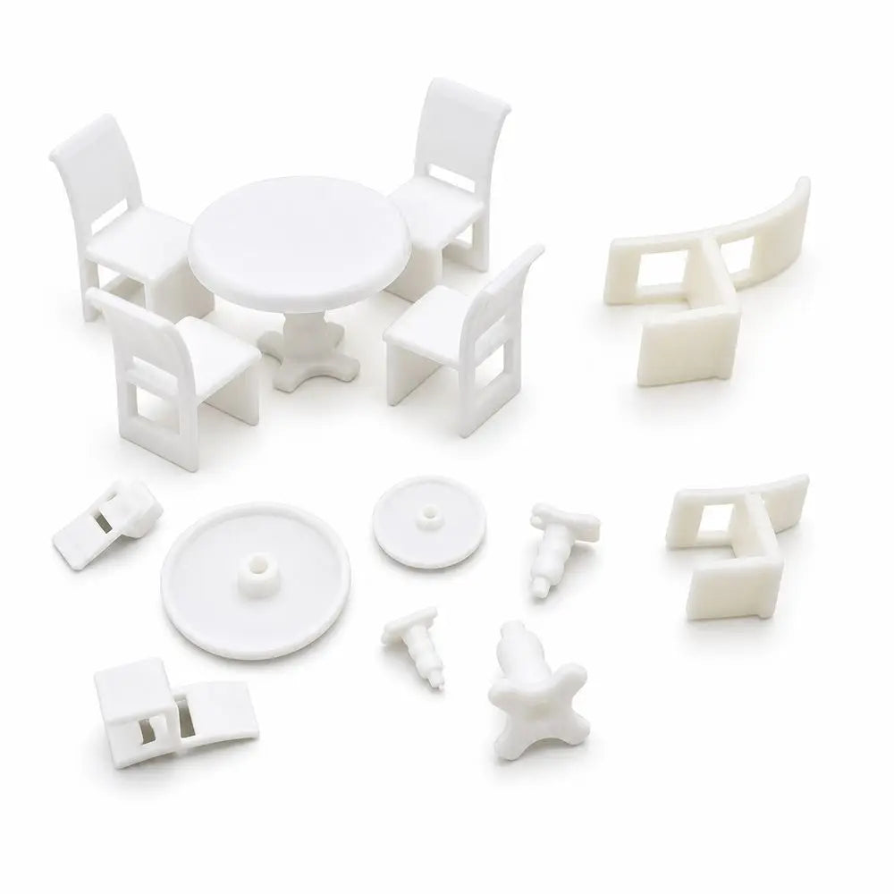Miniature Table & Chair Set 1:50 Scale – Unpainted DIY Model Kit