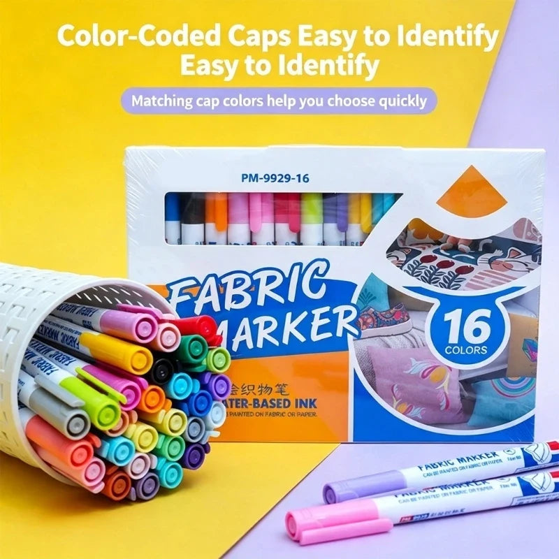 Water-Based Fabric Marker Set – 8 Colors for Cloth & Canvas