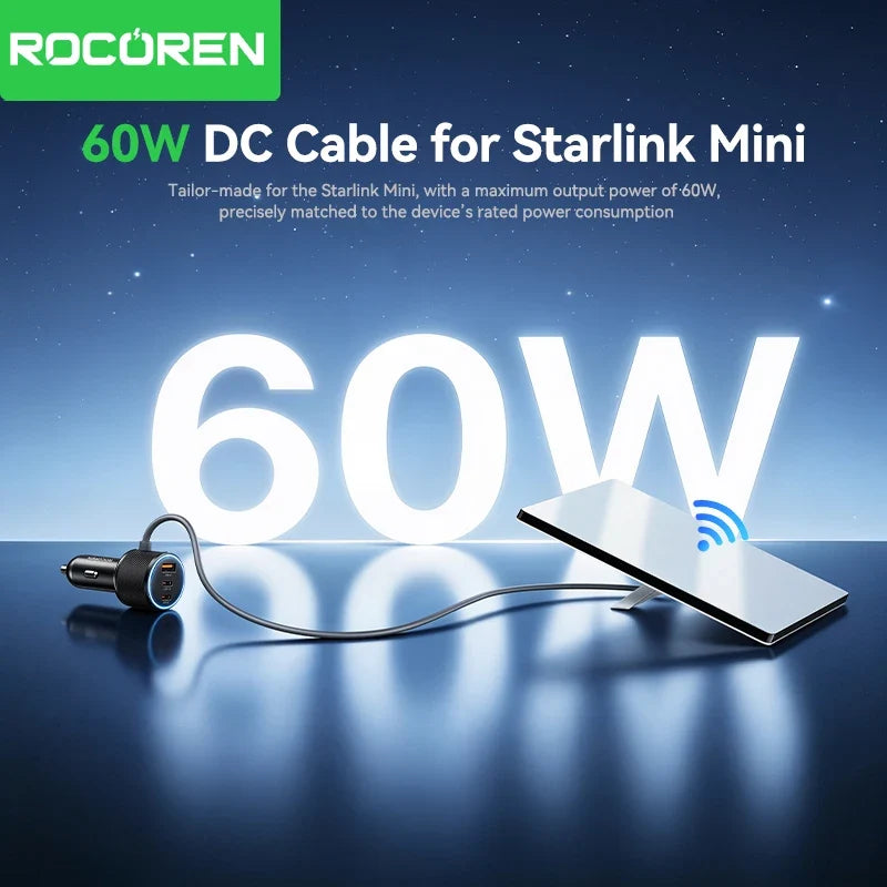 Rocoren 60W 3-Port USB-C Car Charger | PD & QC 4.0 Fast Charge