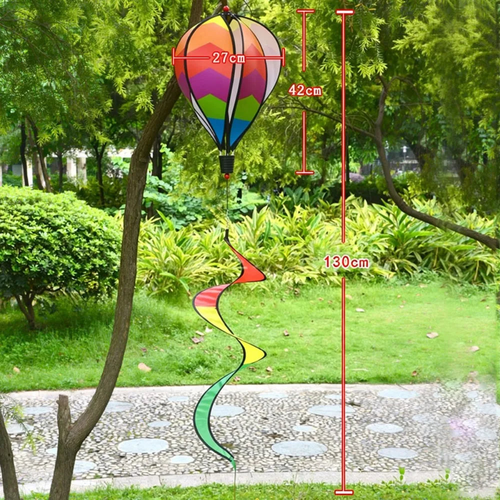 Rainbow Hot Air Balloon Wind Spinner 40cm – Kinetic Garden Decor