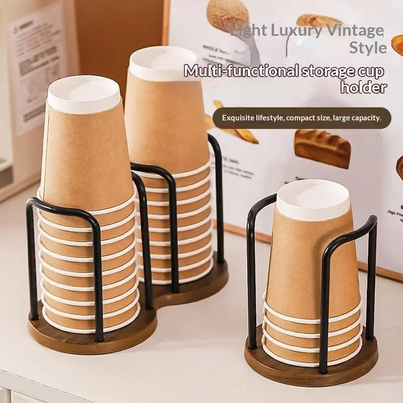 Disposable Cup Holder Dual-Slot Stackable Organizer Rack