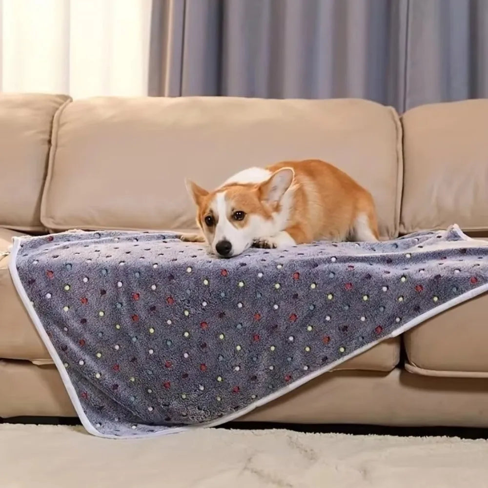 Ultra-Soft Dot Pattern Pet Blanket – Washable Cozy Fleece