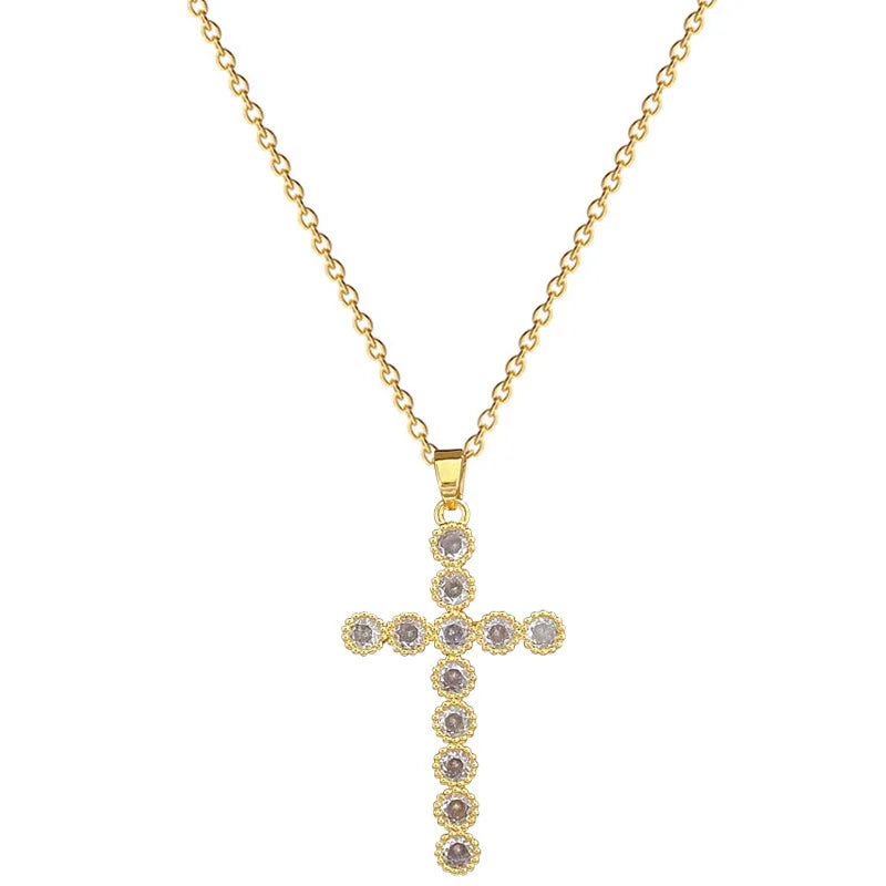 Women's Gold Cross Pendant Necklace – Minimalist Choker