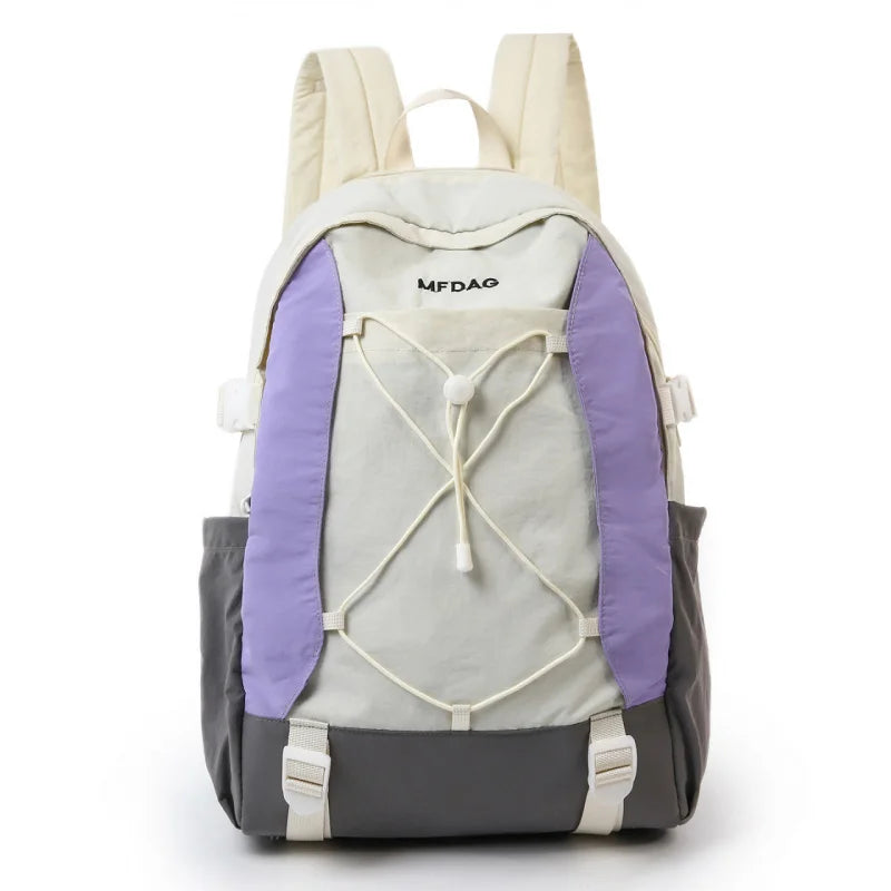 Korean Color-Block Women's Backpack – Lightweight Travel Bag