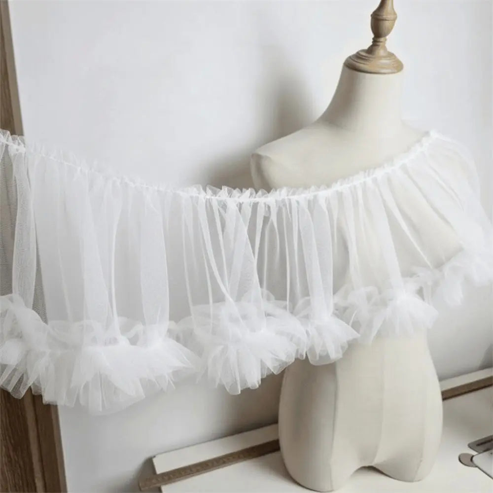Pleated Tulle Lace Trim 15x90cm – Fluffy Mesh Ribbon for DIY