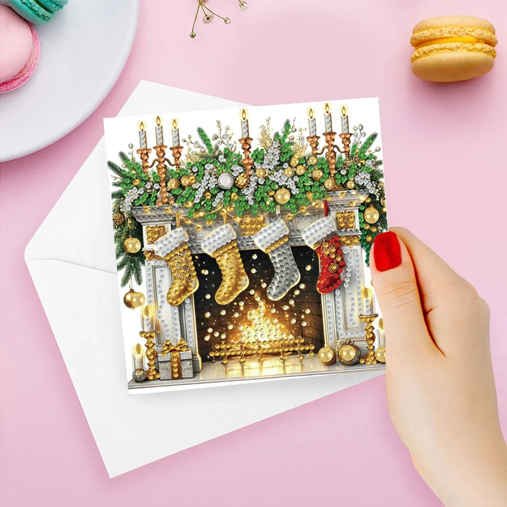 6-Pack Christmas DIY Diamond Art Greeting Card Kit with Envelopes
