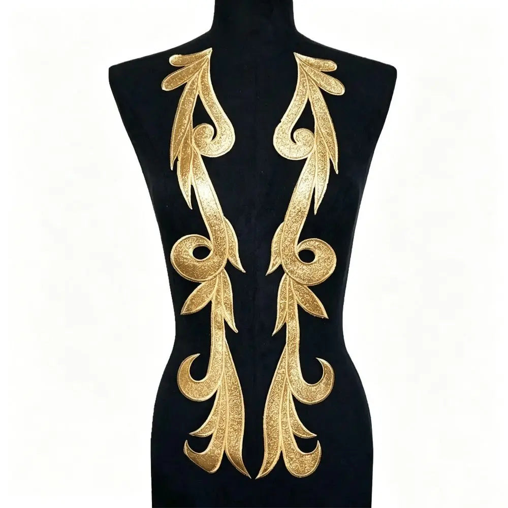 2-Piece Baroque Embroidery Applique Patch – Gold & Silver Sequin