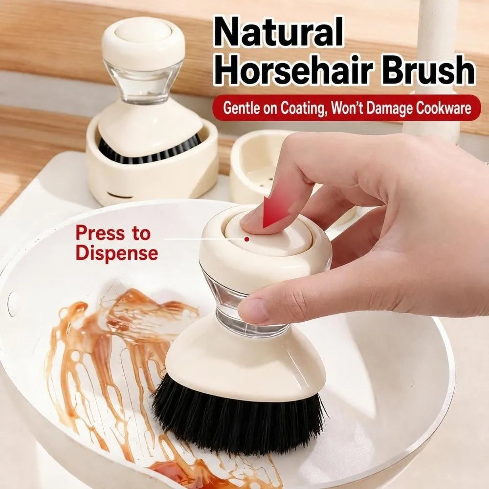 Self-Dispensing Dish Brush | Ergonomic Grip & Round Bristles