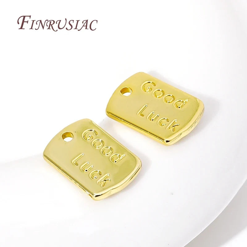 18K Gold Plated Good Luck Round Charm Pendants 10/20 Pcs