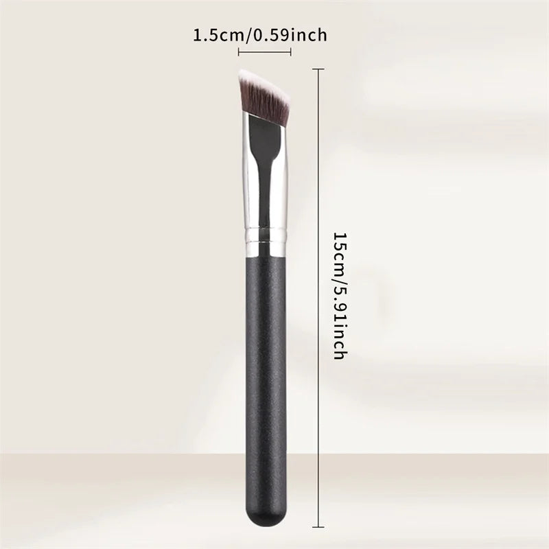Sloped Trapezoid Foundation Brush – Wooden Handle Makeup Tool