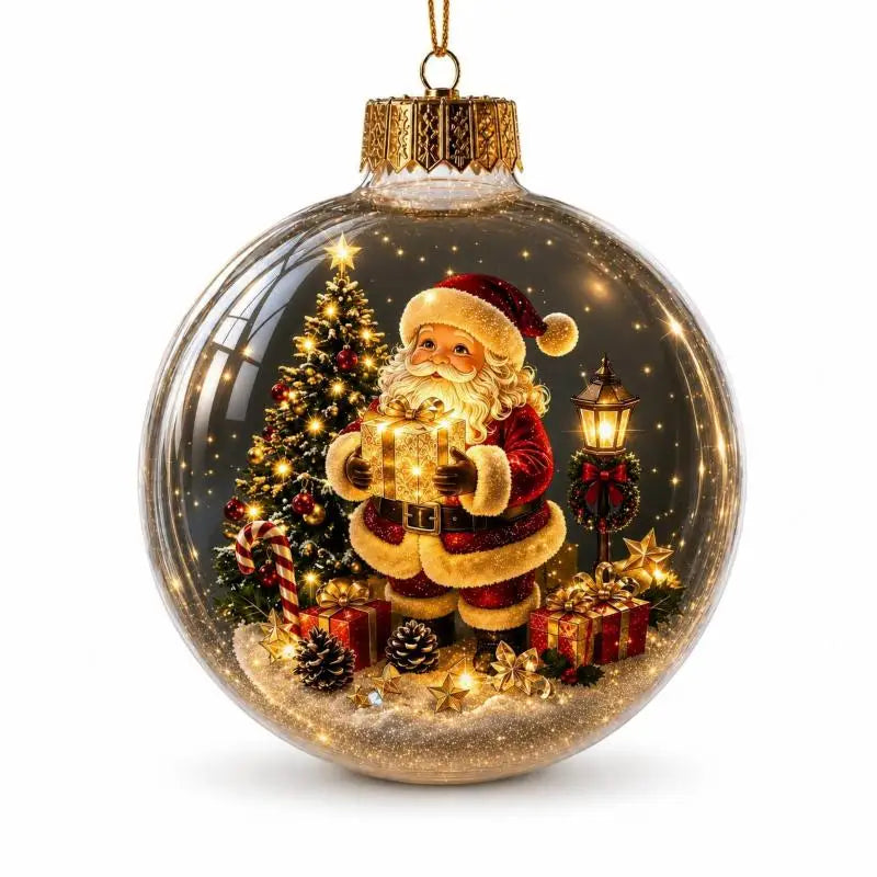 LED Luminous Christmas Crystal Ball Ornament – Santa & Snowman