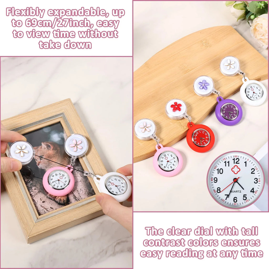Retractable Clip-On Nurse Pocket Watch Set | 4 or 15 Pcs