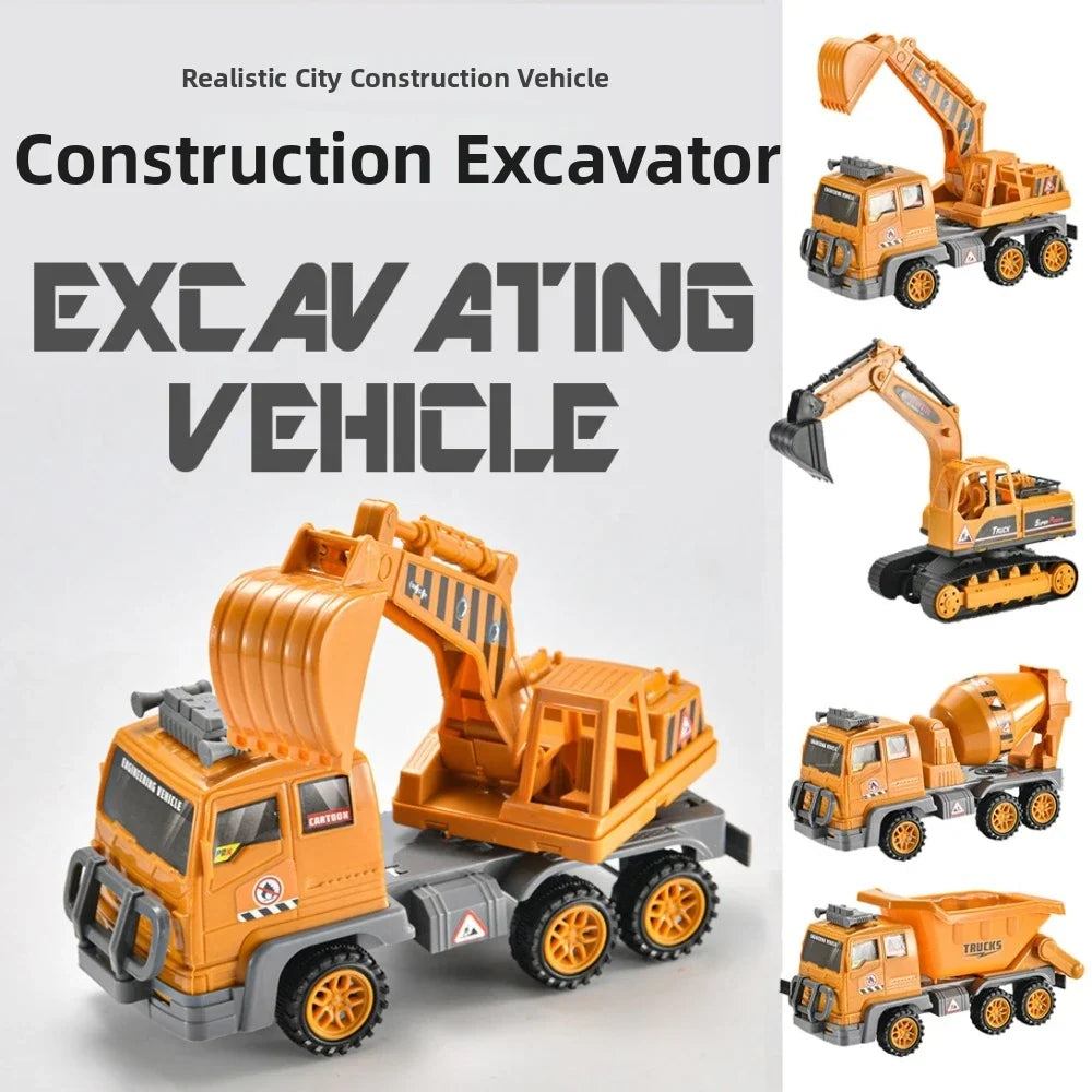 Kids Inertia Engineering Toy Cars – Dump Truck & Excavator 4 Styles