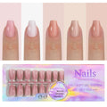 150pcs Press-On Toenails French Square Pink Fake Toe Nails Set