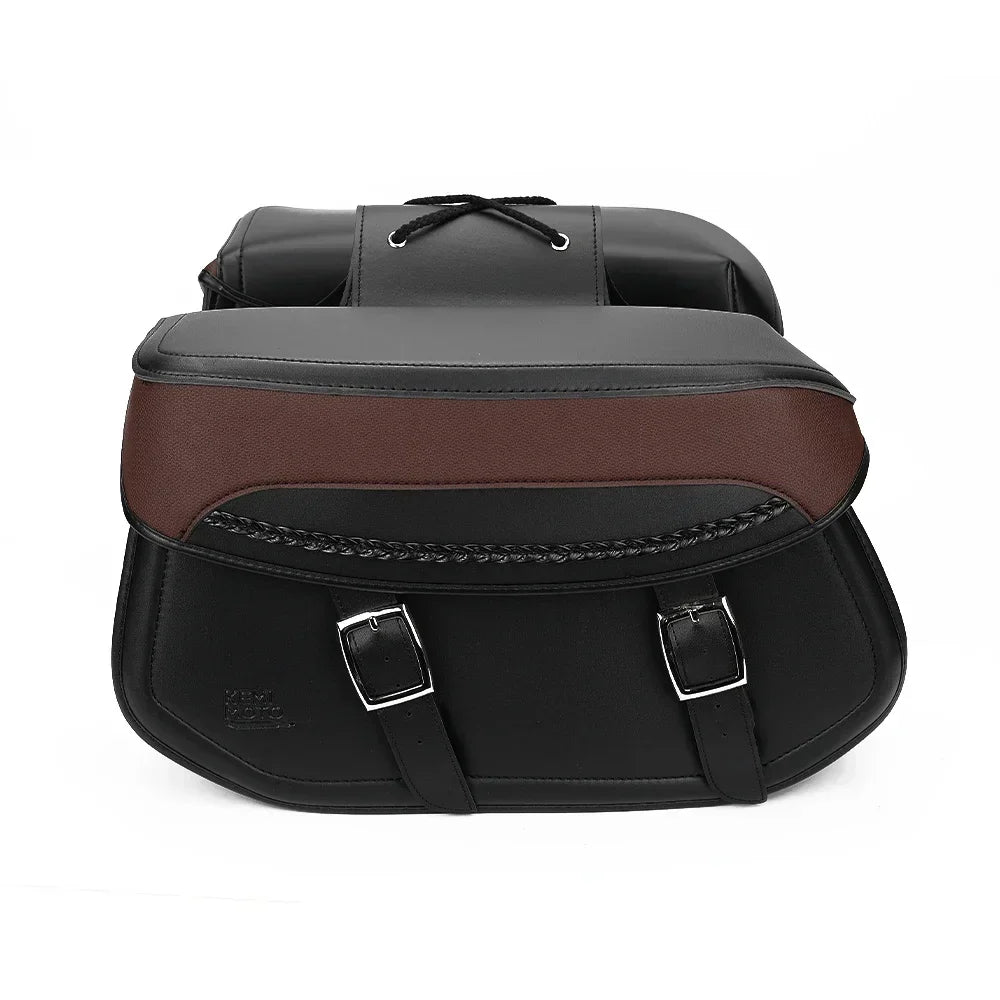 KEMITOUR Throw-Over Motorcycle Saddlebags | PU Leather Waterproof