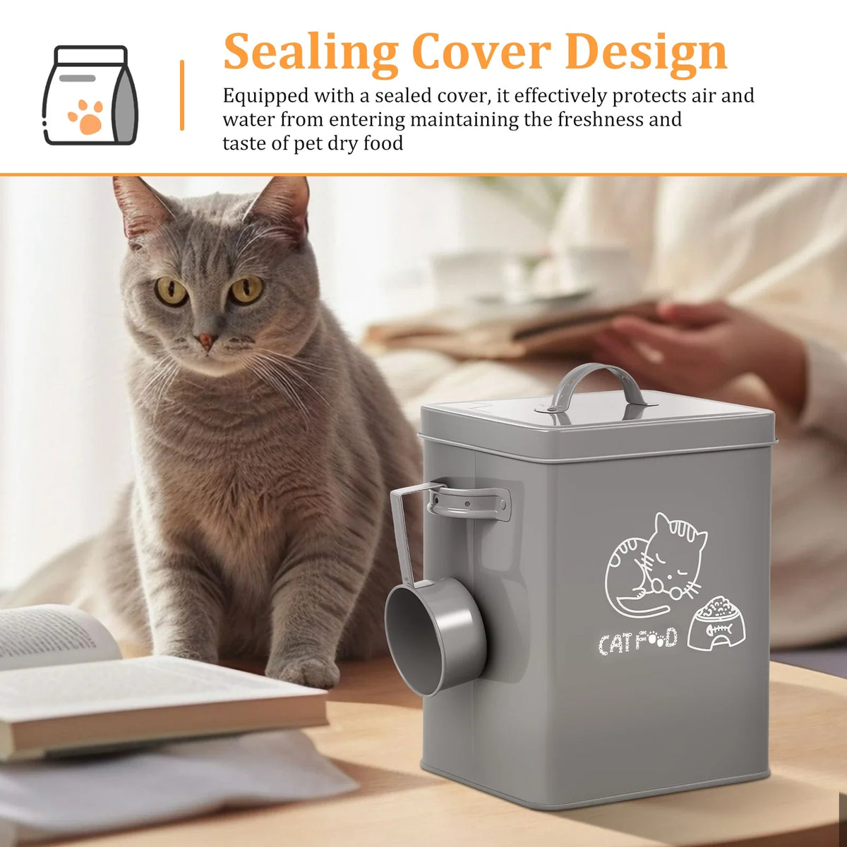 Large Galvanized Iron Pet Food Storage Container with Lid
