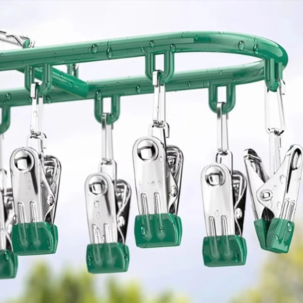 20-Clip Stainless Steel Clothes Drying Rack – Windproof