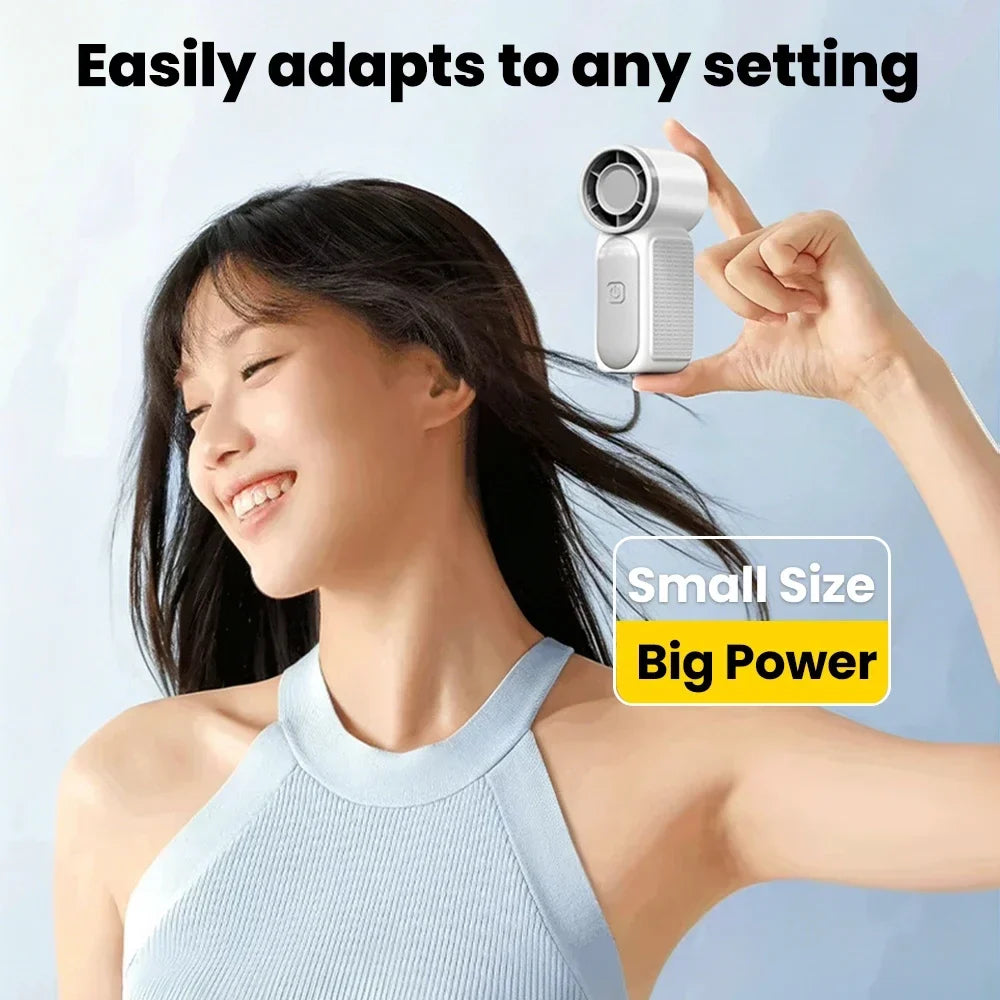 Mini Turbo Handheld Fan | 5 Speeds, Foldable, Type-C USB