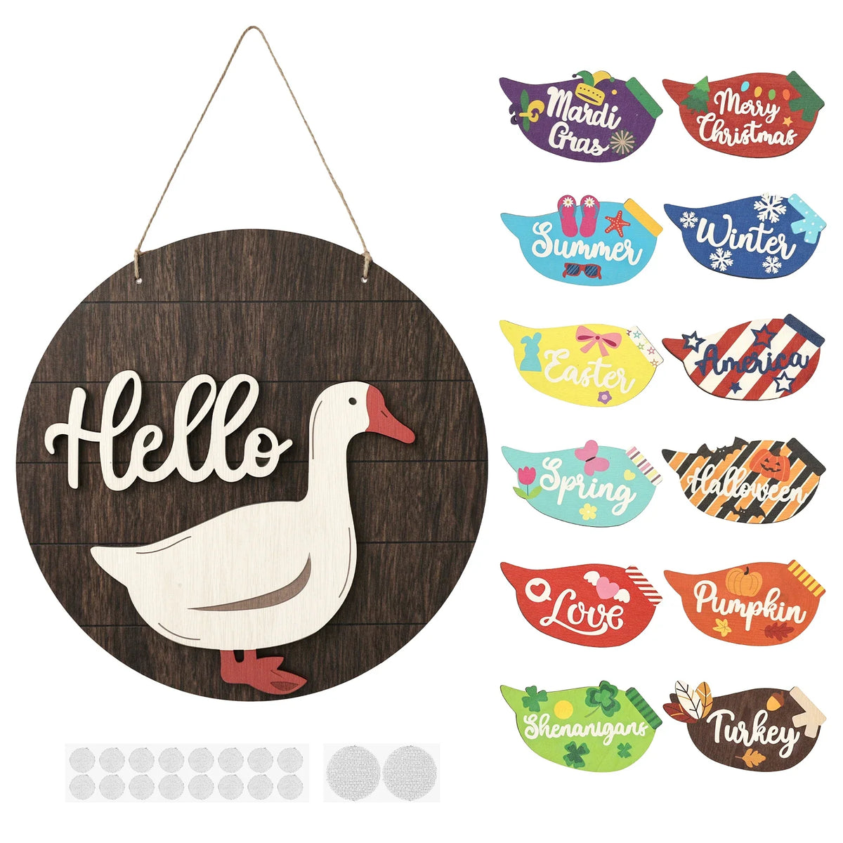 Interchangeable Wooden Goose Decor – 12 Seasonal Costumes
