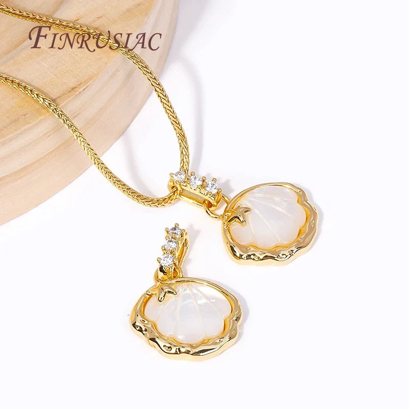 18K Gold Plated Zircon Shell Star Pendant Charm | DIY Jewelry