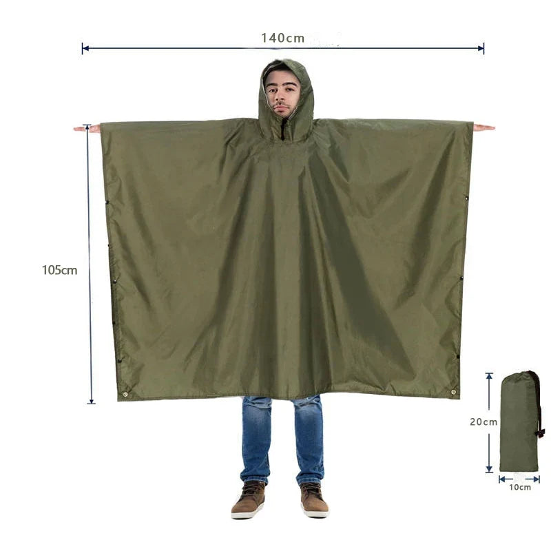 Heavy Duty Waterproof Rain Poncho – Lightweight Camping Raincoat