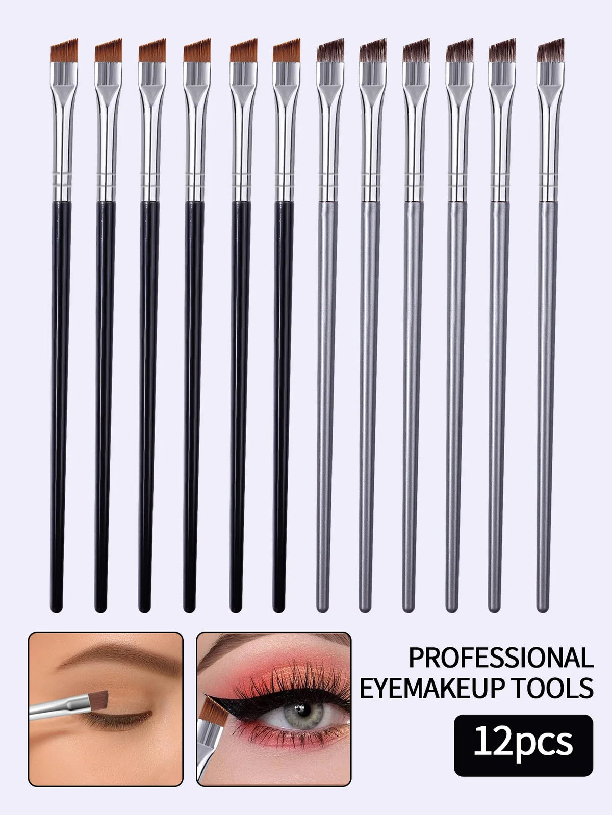 12PCS Ultra-Fine Eyeliner & Eyebrow Brush Set for Precision
