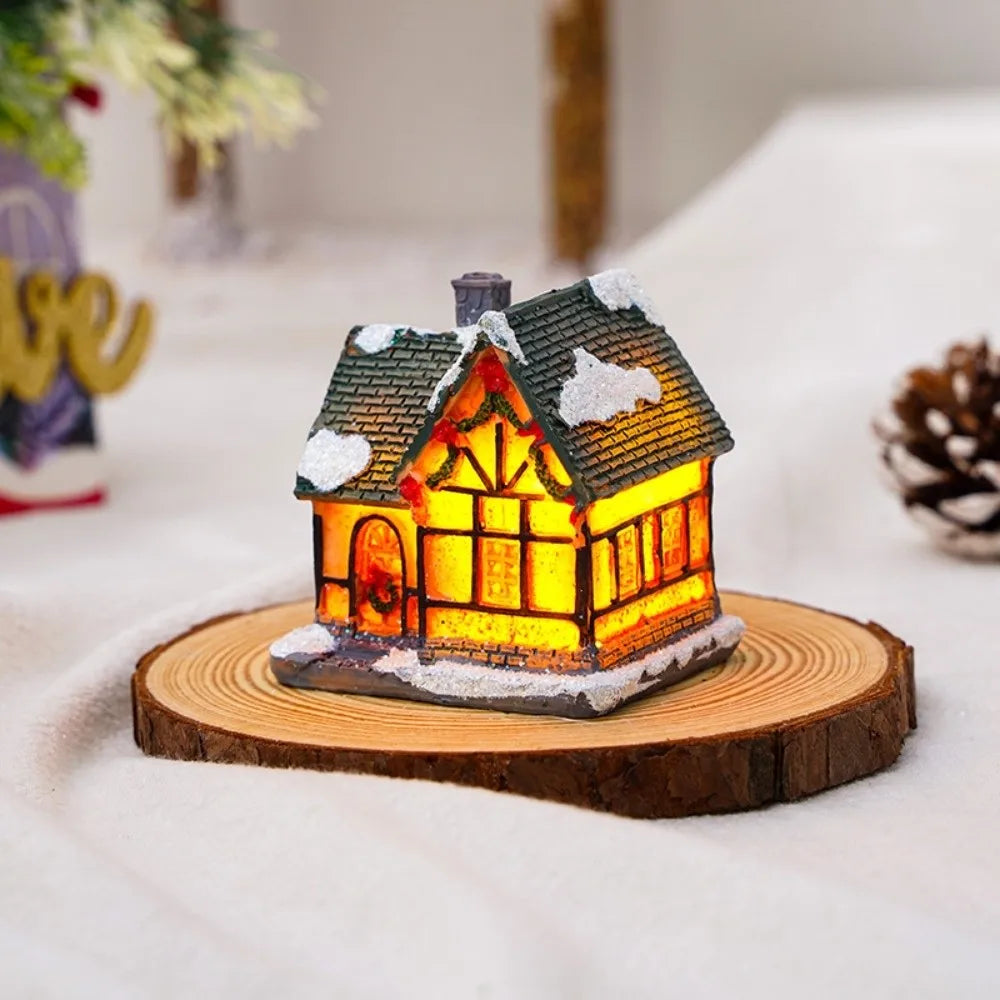 LED Christmas Village Miniature Light House Resin Ornament