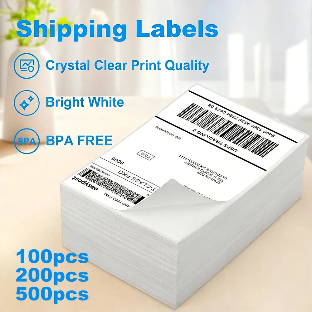 4x6 Thermal Shipping Labels 100x150mm Self-Adhesive 500 Sheets