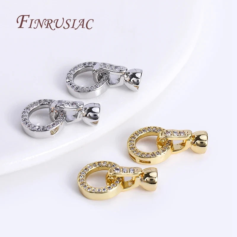 18K Gold Plated Zircon Round Clasp Connector DIY Jewelry