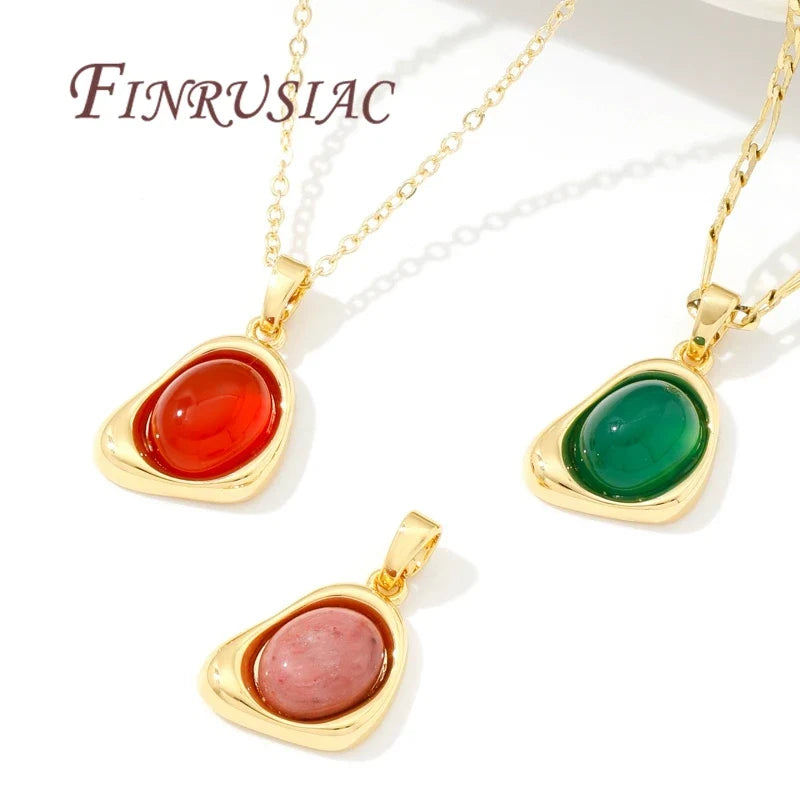 18K Gold Plated Natural Stone Charms – DIY Jewelry Pendants