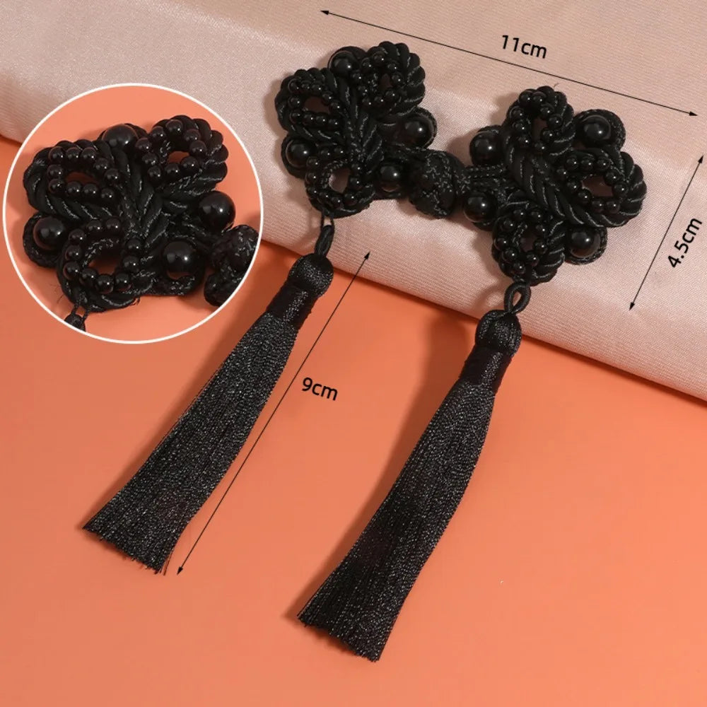Chinese Tassel Plate Buckle Hand-Beaded Knot Button DIY